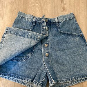 Denim Skort Unique Skirt by Wrangler With Button Up Front and Pockets